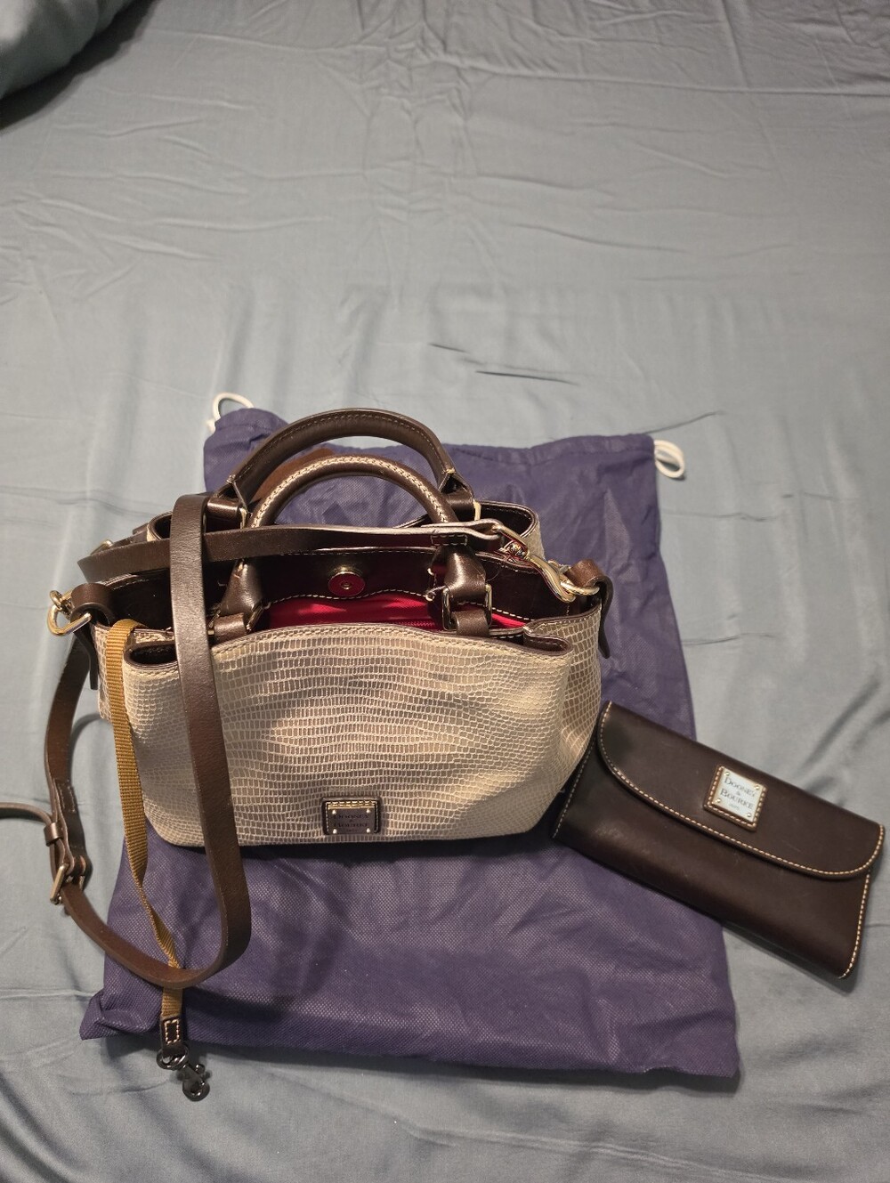 Dooney and Bourke Ostrich Satchel with Florentine Leather Wallet EUC - Picture 2 of 16
